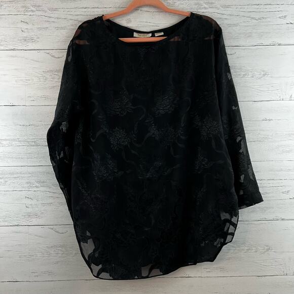 Victoria's Secret Tops - Victoria’s Secret Vintage Black Lace Mesh Topper Blouse Size S